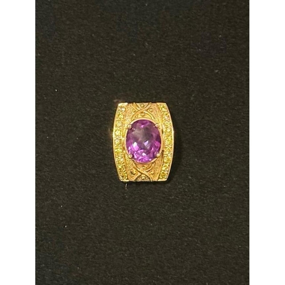 Vintage Gold-Plated Sterling Silver Amethyst Pendant Stamped 925 China